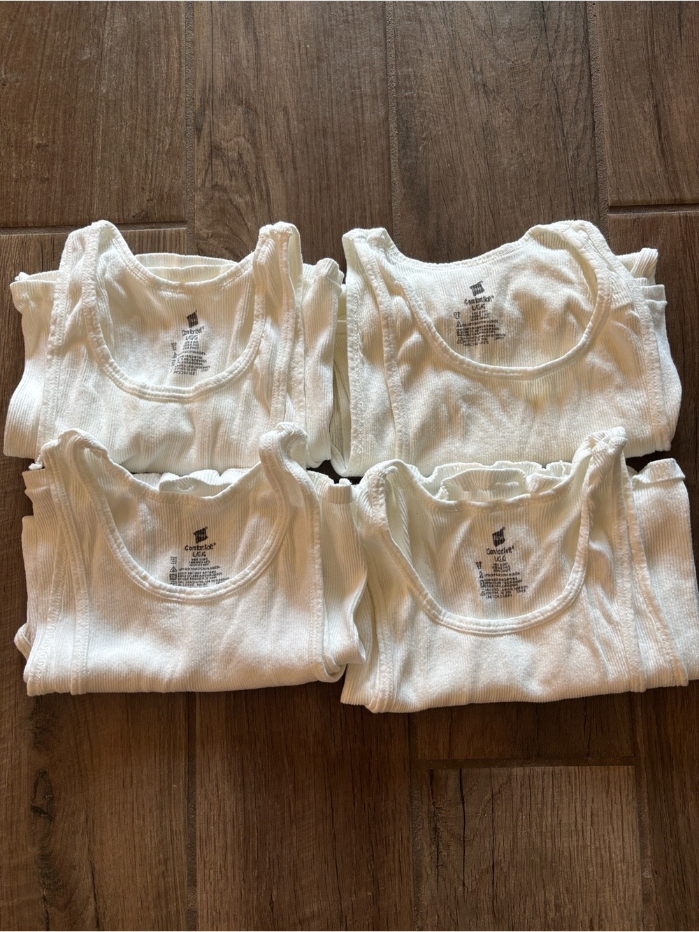 Hanes White Ribbed Tank Tops - Set of 4